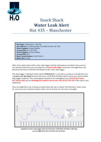 Water leak alert report