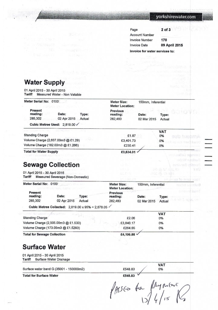 High water and waste water bill