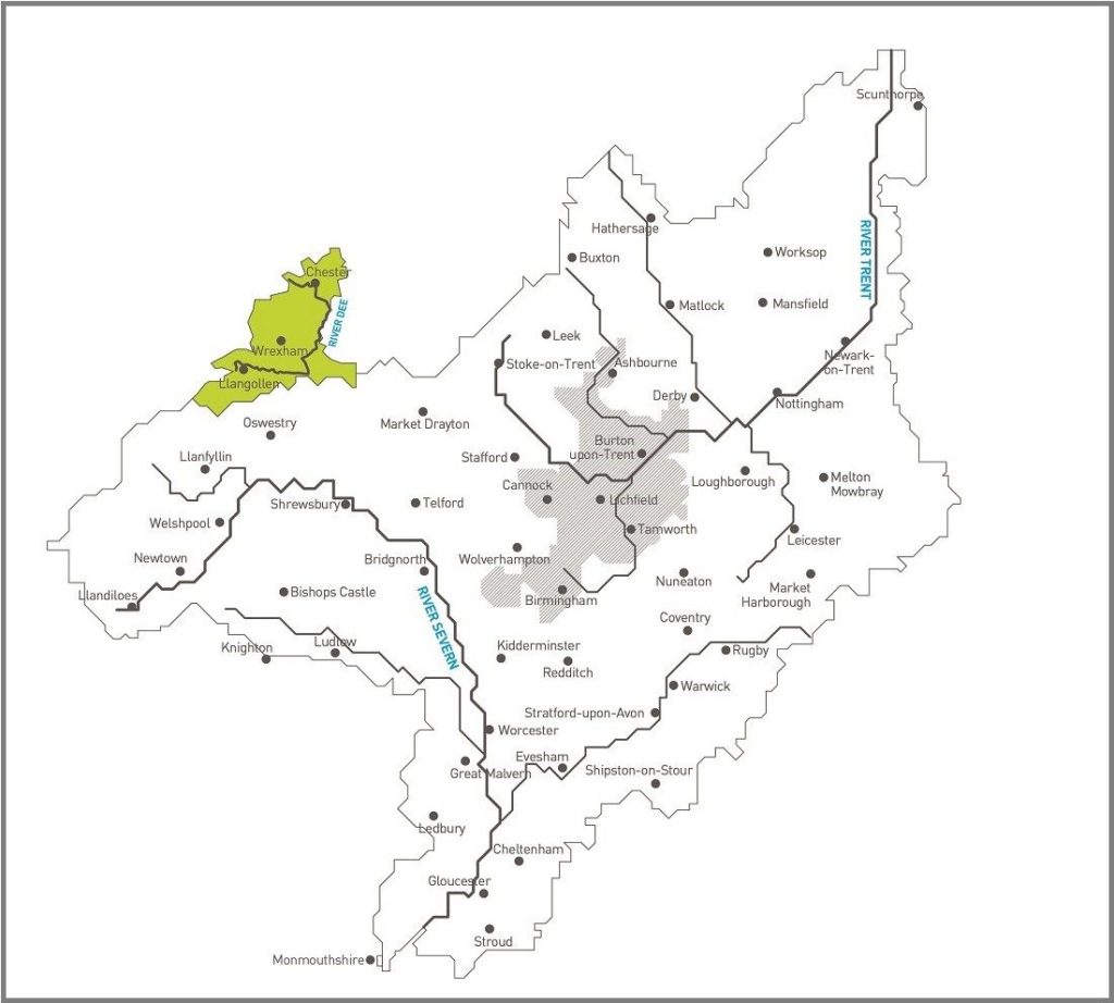 Map showing the previous Dee Valley and Severn Trent Water regions 2017 - Switch water supplier