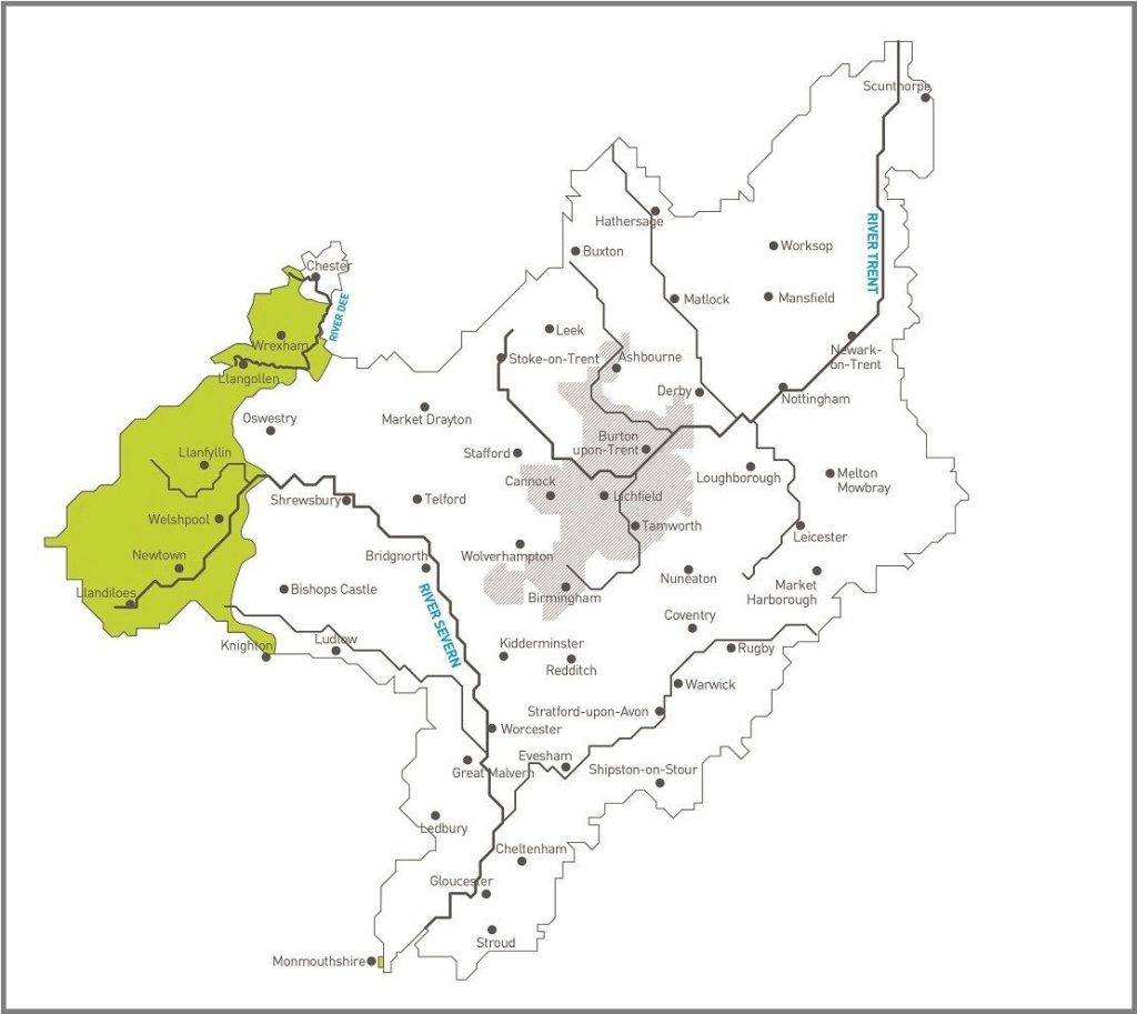 Map showing the previous Dee Valley and Severn Trent Water regions 2018 - Switch water supplier