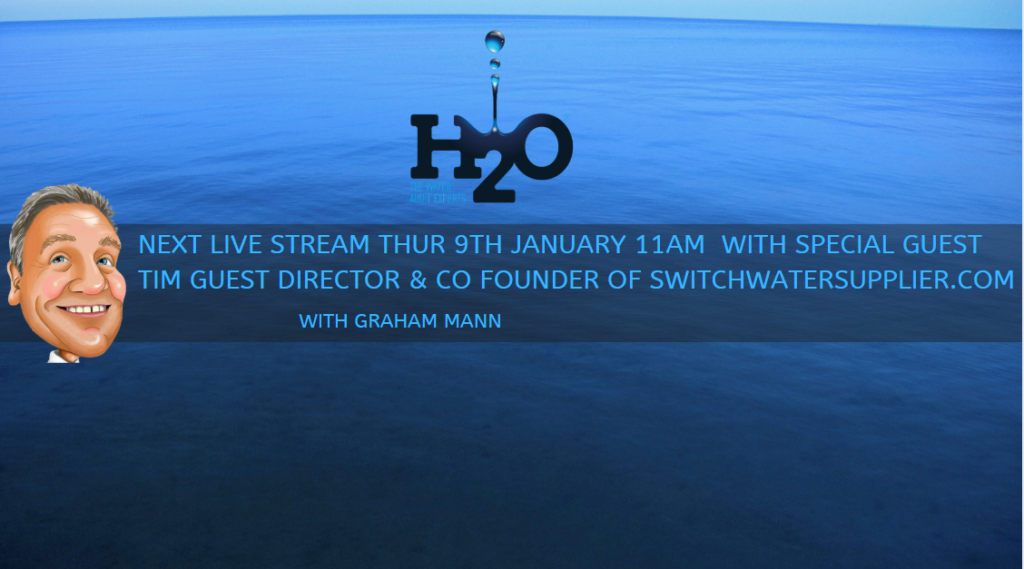 The next podcast with Graham Mann Live on LinkedIn is Thursday January 9th at 11am introducing SwitchWaterSupplier.com 